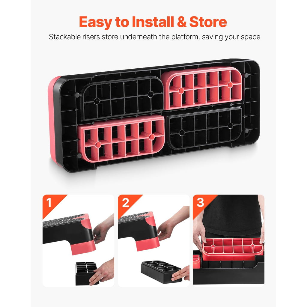 Adjustable Non Slip Aerobic Step Platform with 4 Risers F419