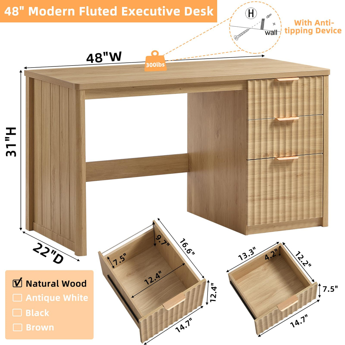 Office Desk with 3 Drawers F5483