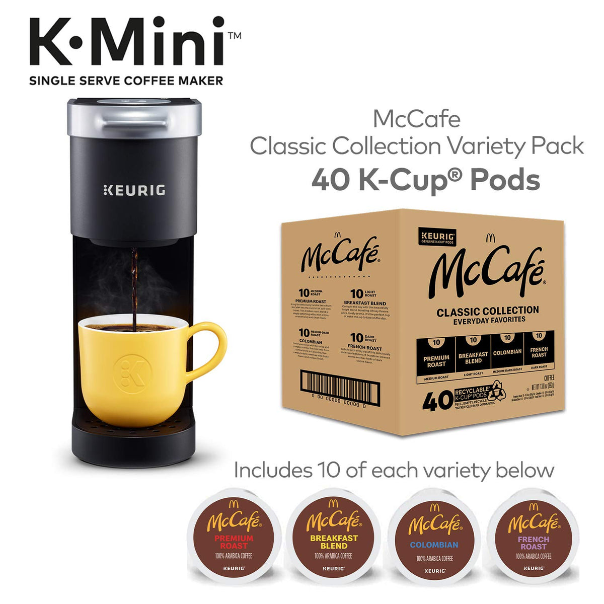 Single Serve K-Cup Pod Coffee Maker, Black, 40 Count T361290