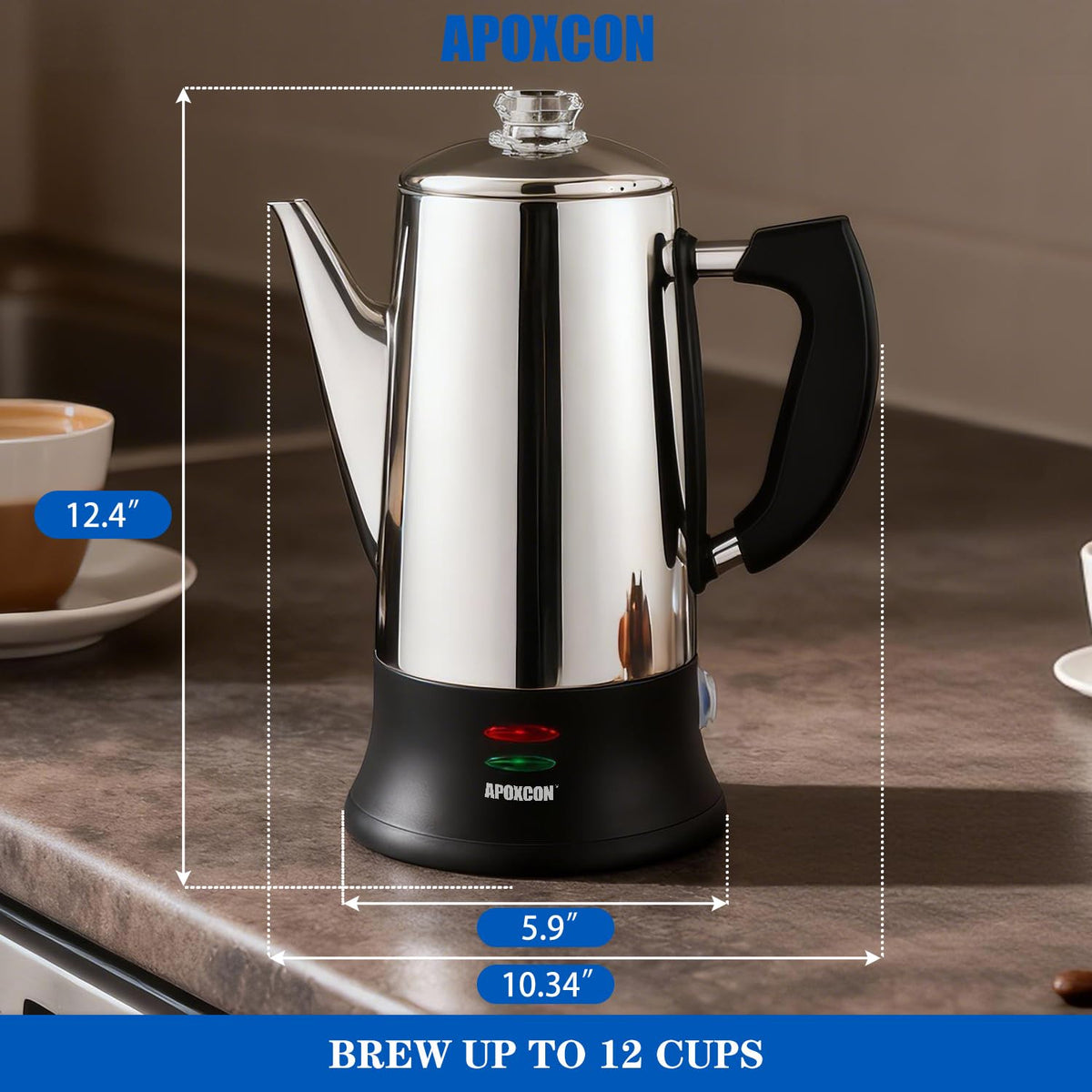 Electric Stainless Steel Coffee Percolator 12 Cup T2353