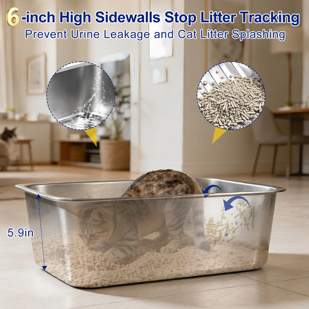 Stainless Steel Sifting Litter Box with Sifter I239