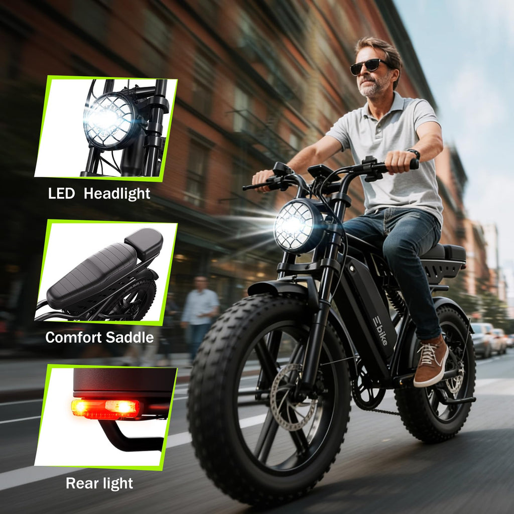 Electric Bike 48V 15Ah Battery 1500W Peak Motor 20 4.0 Fat Tire M98353