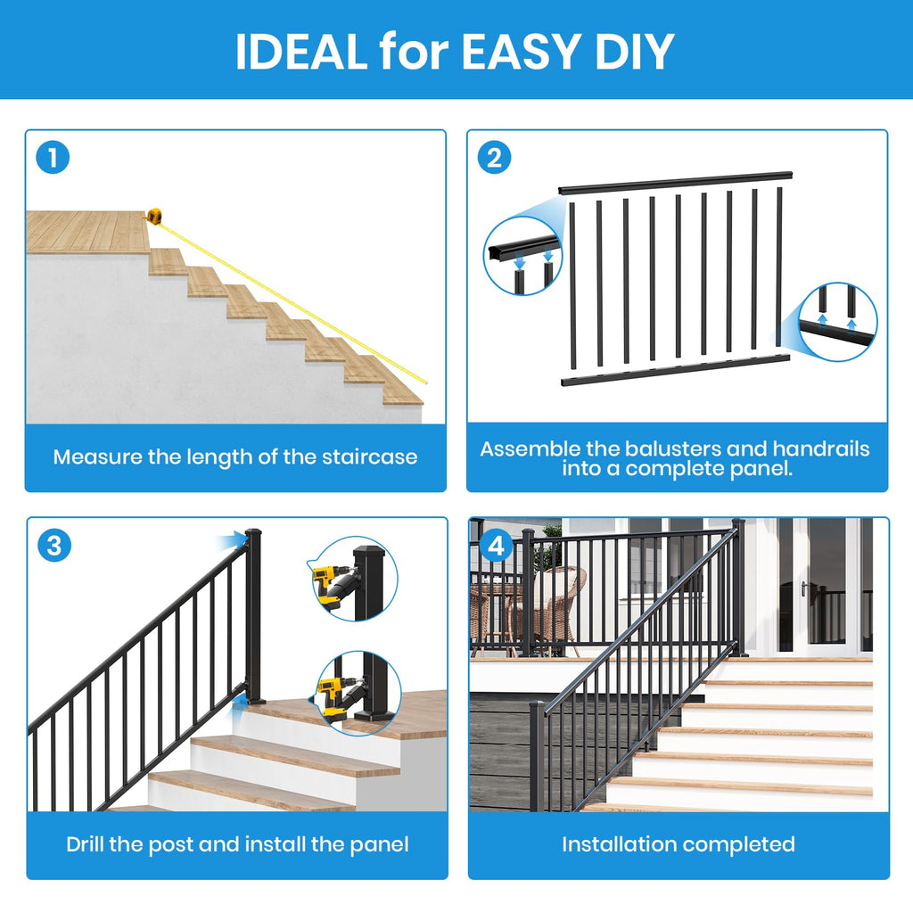 Black Aluminum Deck Railing Kit X760049