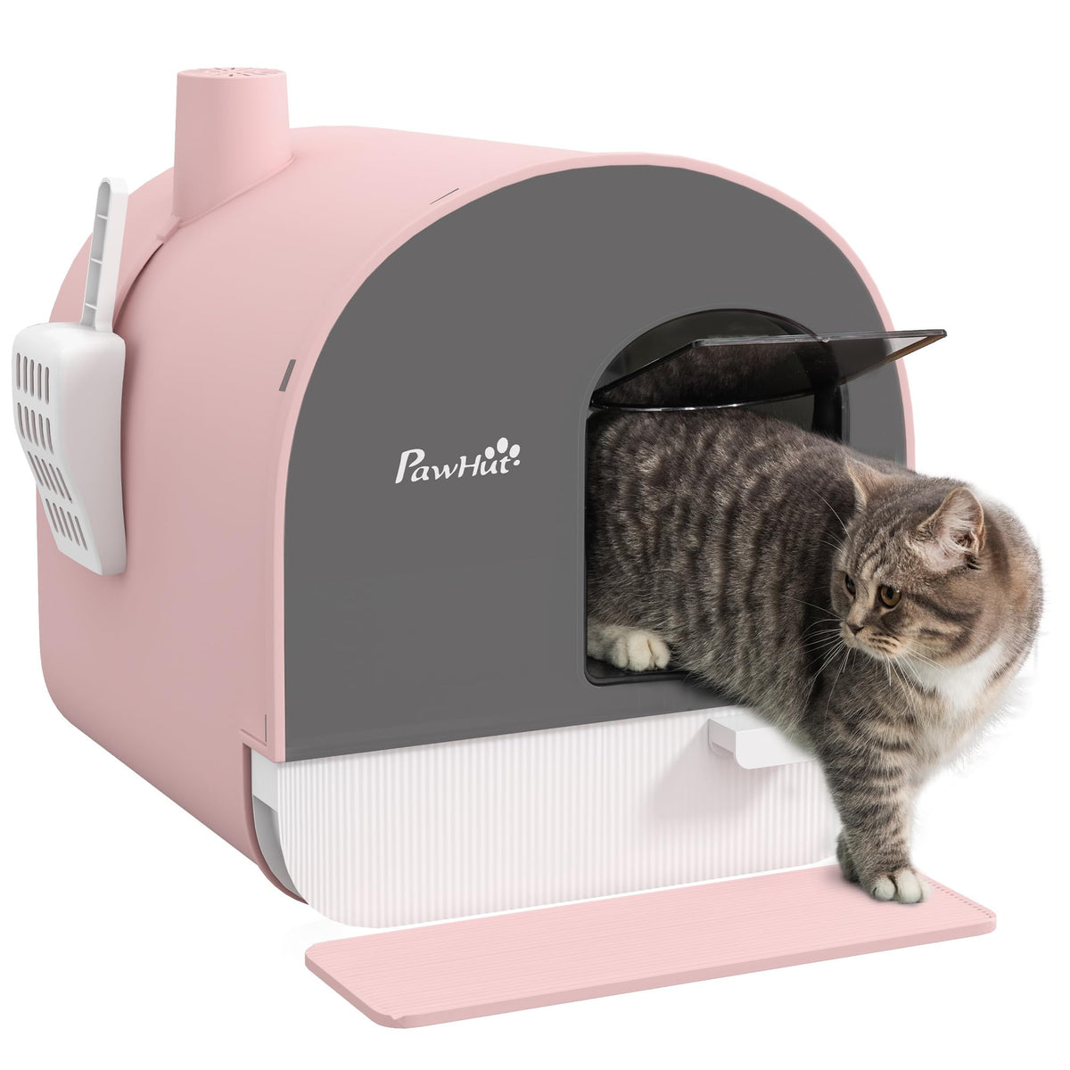 Pink Covered Cat Litter Box with Scoop N980679
