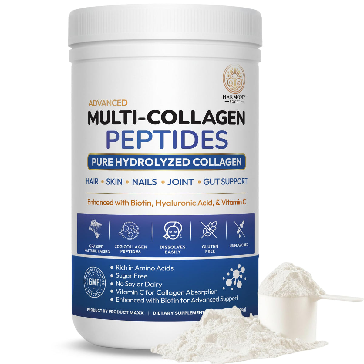 Multi Collagen Peptides Powder Unflavored Sugar Free 1.1 lb U2039