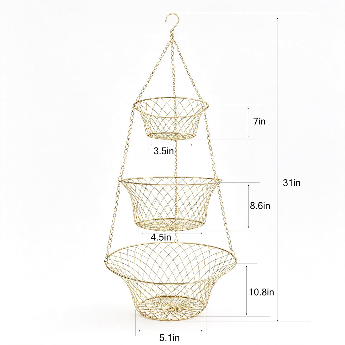3-Tier Copper Hanging Basket G16642