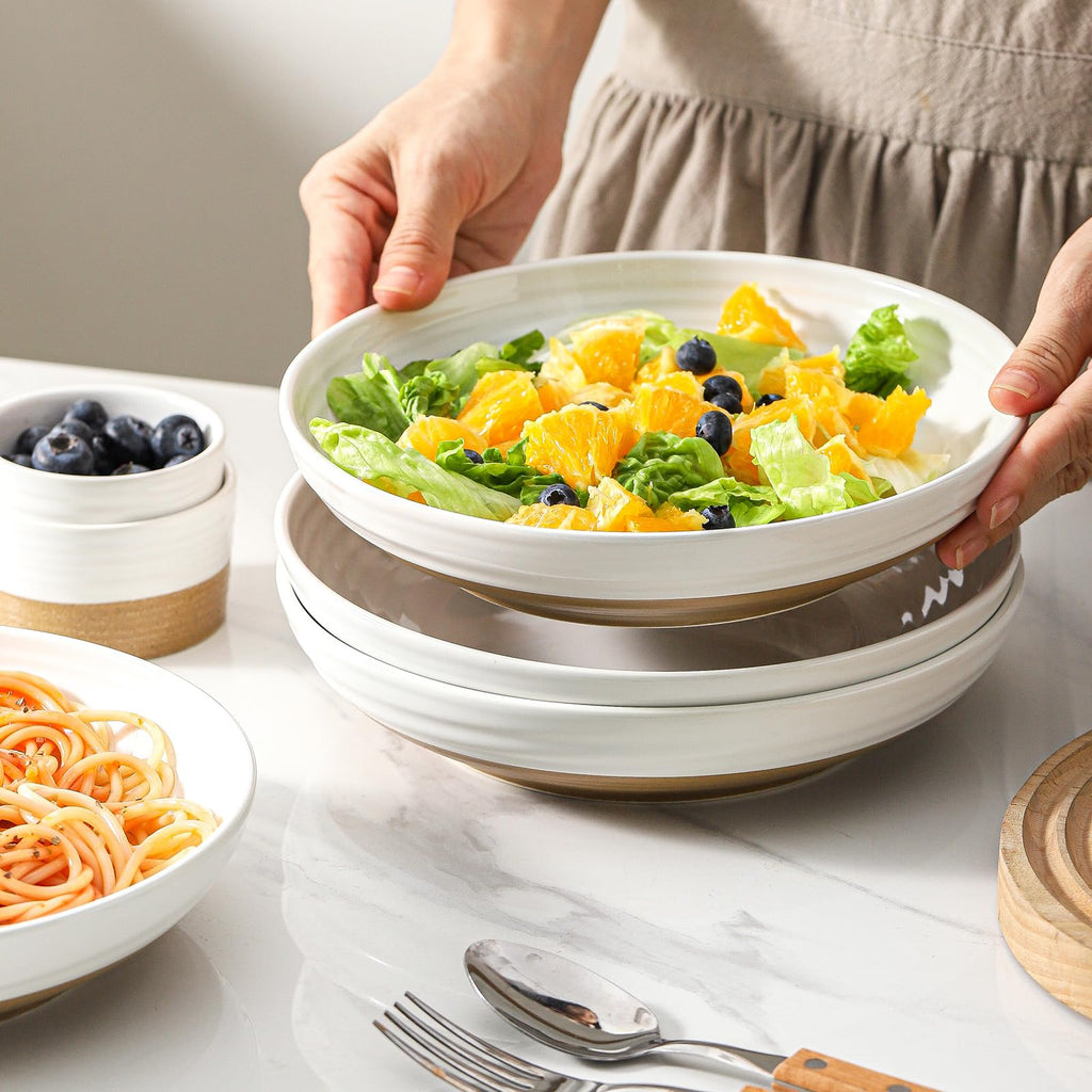 Ceramic Pasta Bowls Set of 4, 8.7 Inch White G275