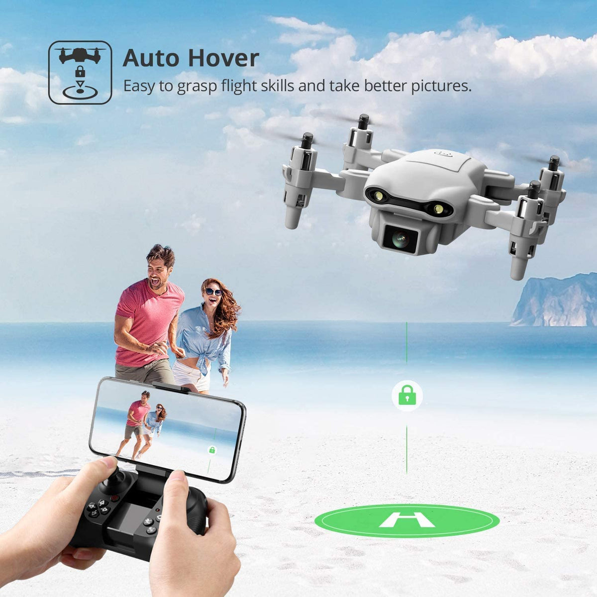 Mini Drone with 1080P HD Camera, 3 Batteries, Gray N77327