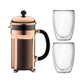 8 Cup French Press Coffee Maker and 2 Piece Glass Set P5202