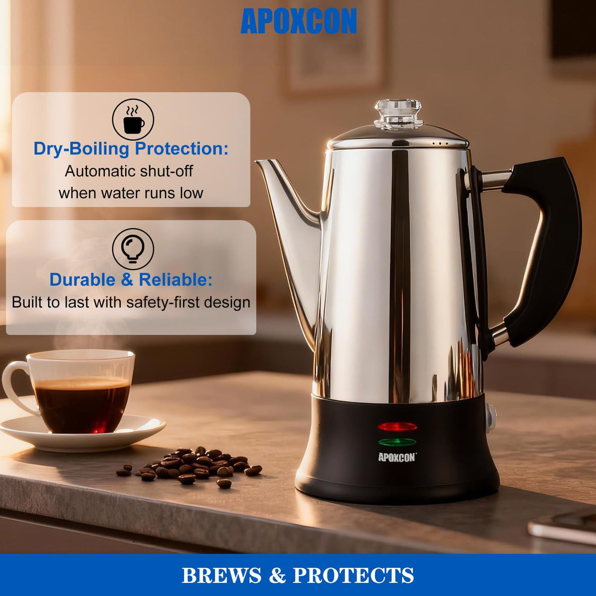 Electric Stainless Steel Coffee Percolator 12 Cup T2353