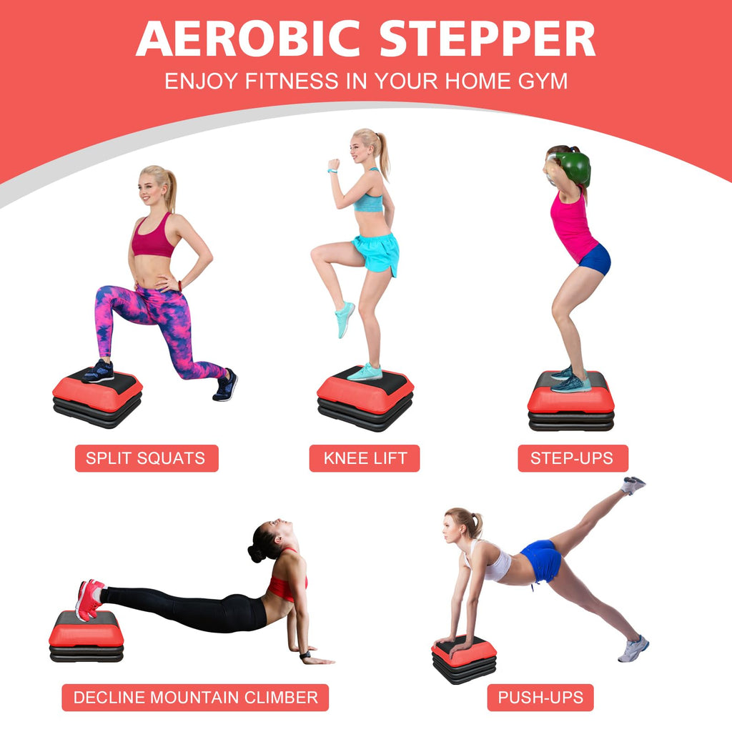 16"x16" Adjustable Exercise Aerobic Step Platform with 4 Risers X82816