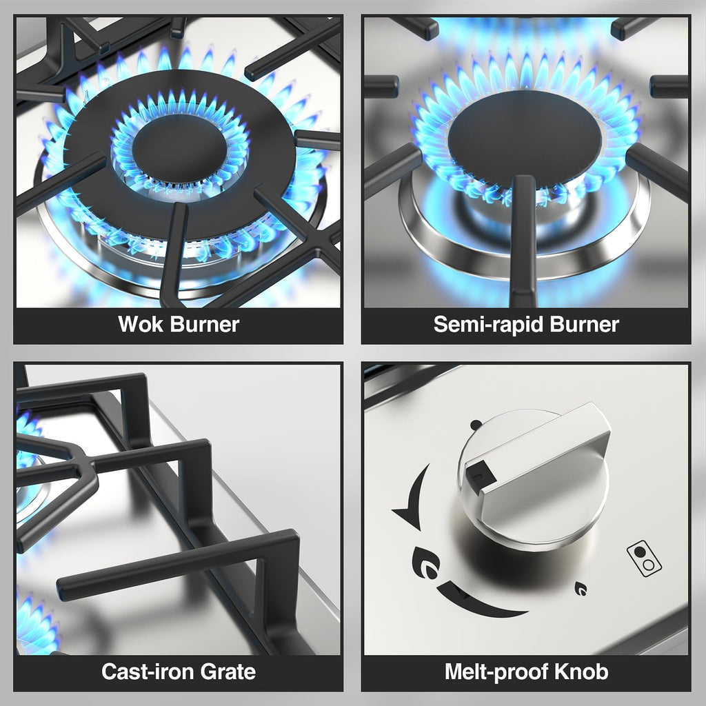 2 Burner Propane Gas Cooktop Stainless Steel R478428