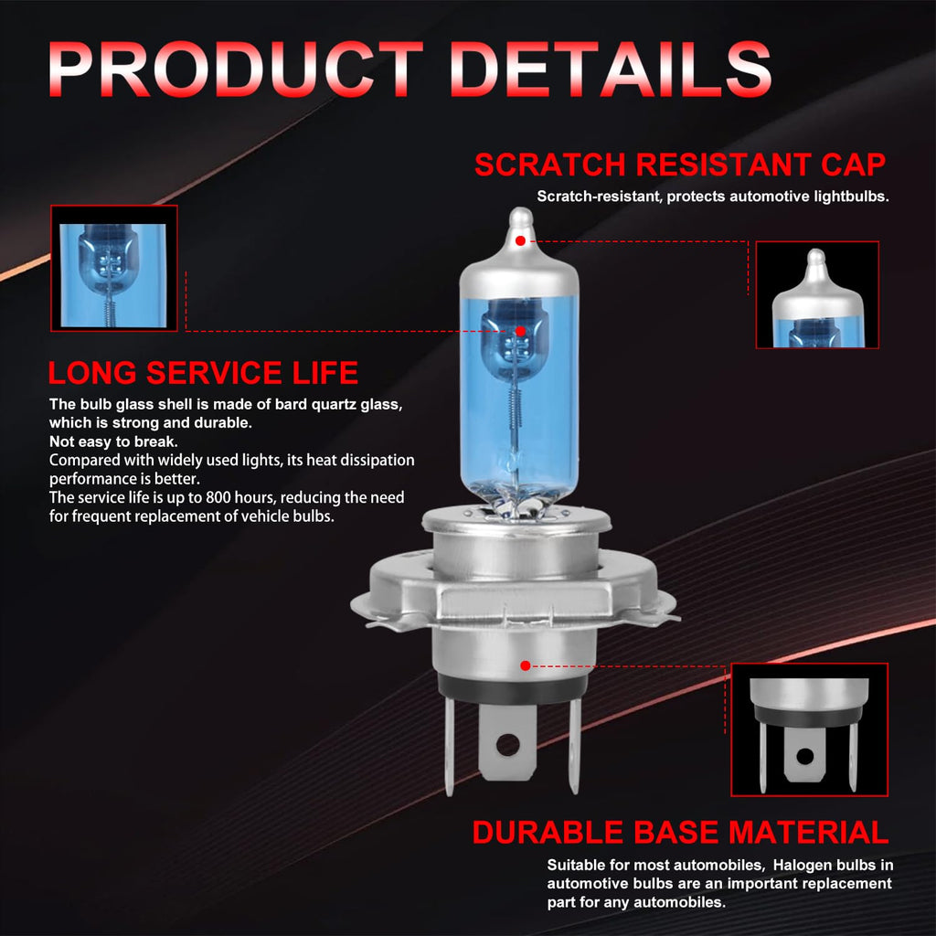 Halogen Headlight Bulb 4200k High Low Beam 2 PCS A80277