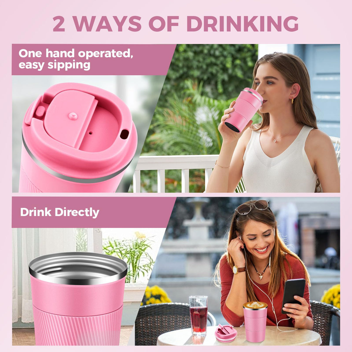 13 oz Stainless Steel Insulated Travel Coffee Mug 2 Pack R595