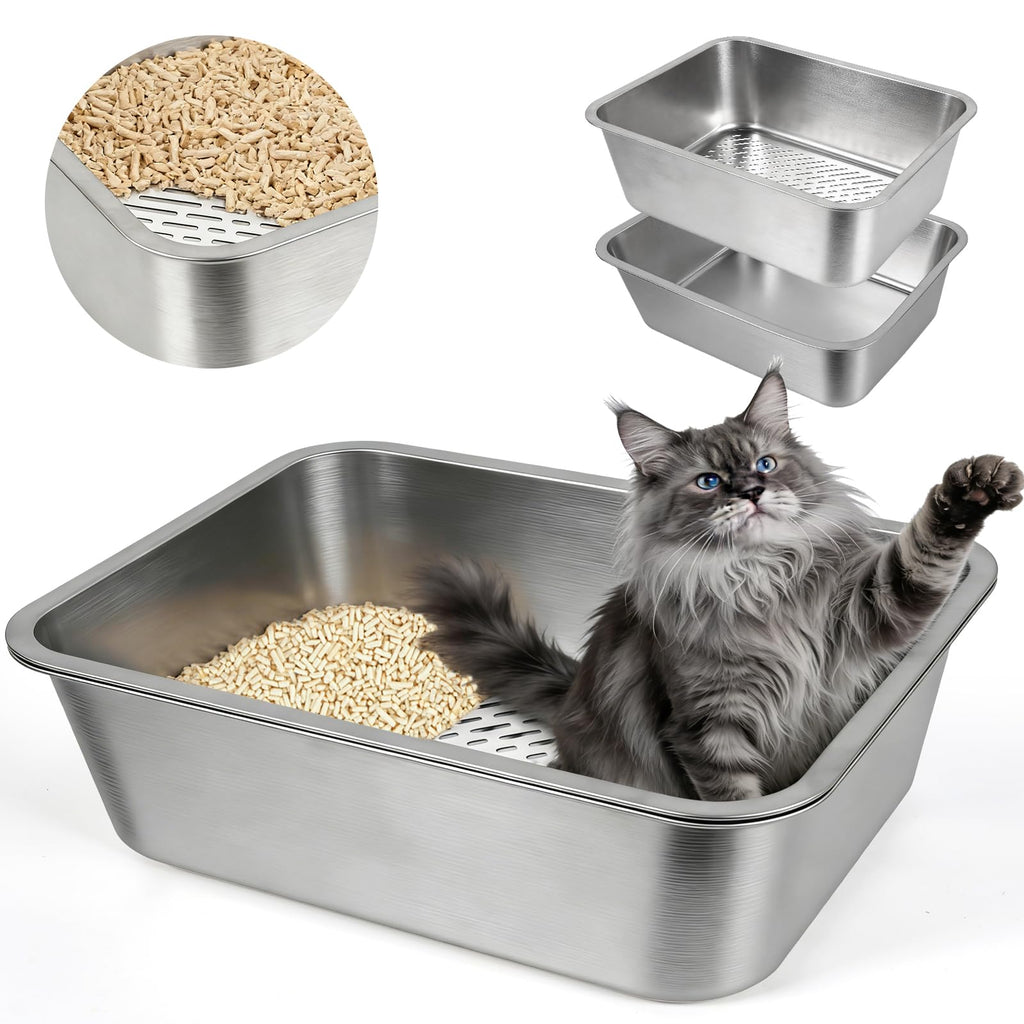 Stainless Steel Sifting Litter Box with Sifter I239