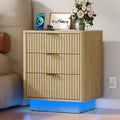 Natural 3 Drawer Nightstand with Charging Station A821