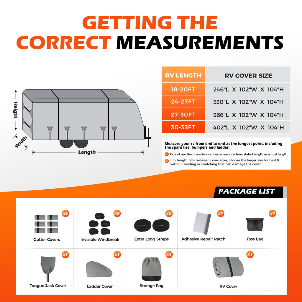 30-33FT 9 Layers Waterproof Travel Trailer RV Cover Q45074