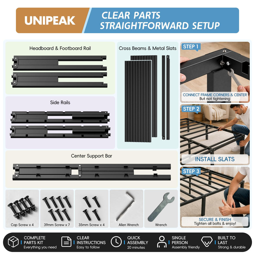 Queen Metal Platform Bed Frame with Storage M500649