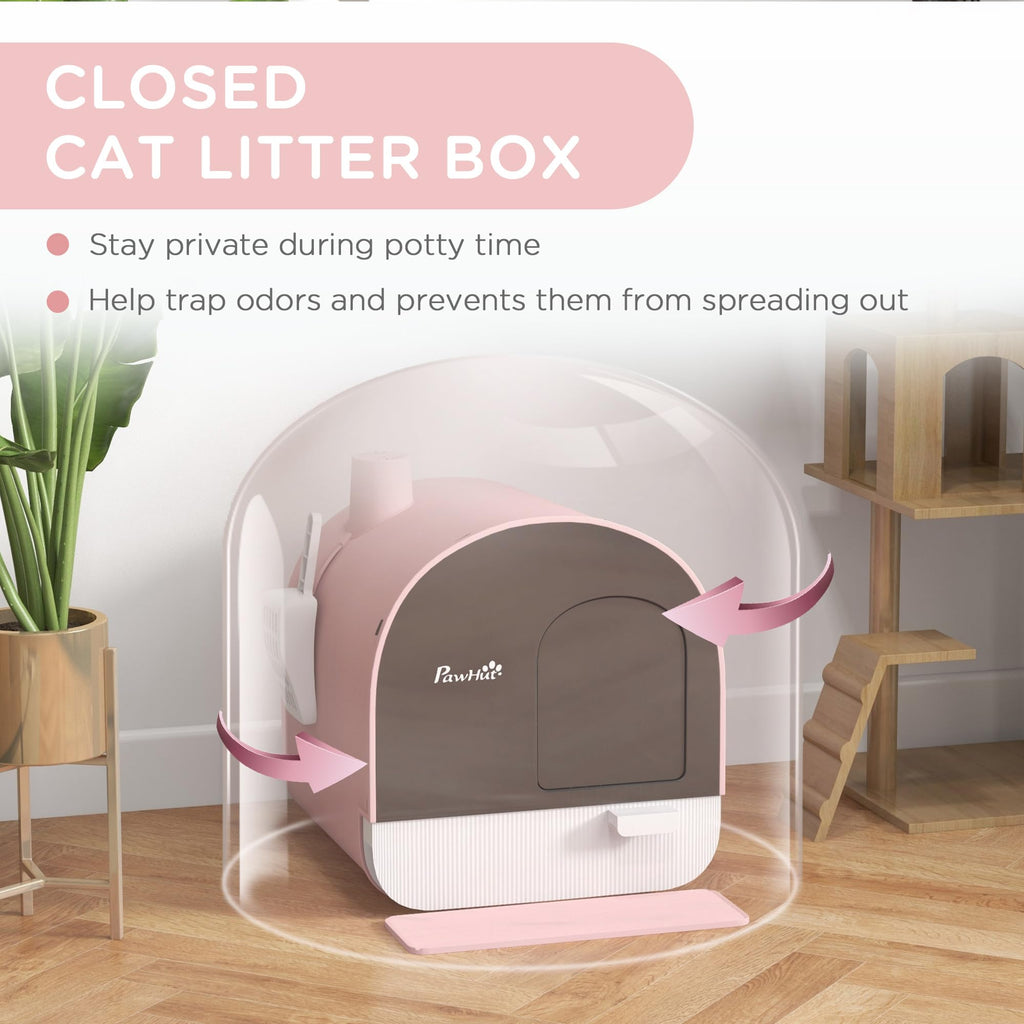 Pink Covered Cat Litter Box with Scoop N980679