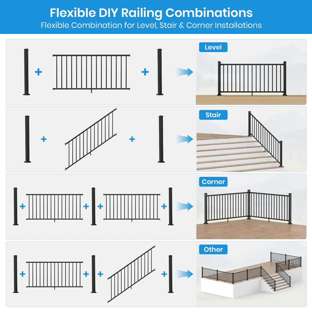 Black Aluminum Deck Railing Kit X760049