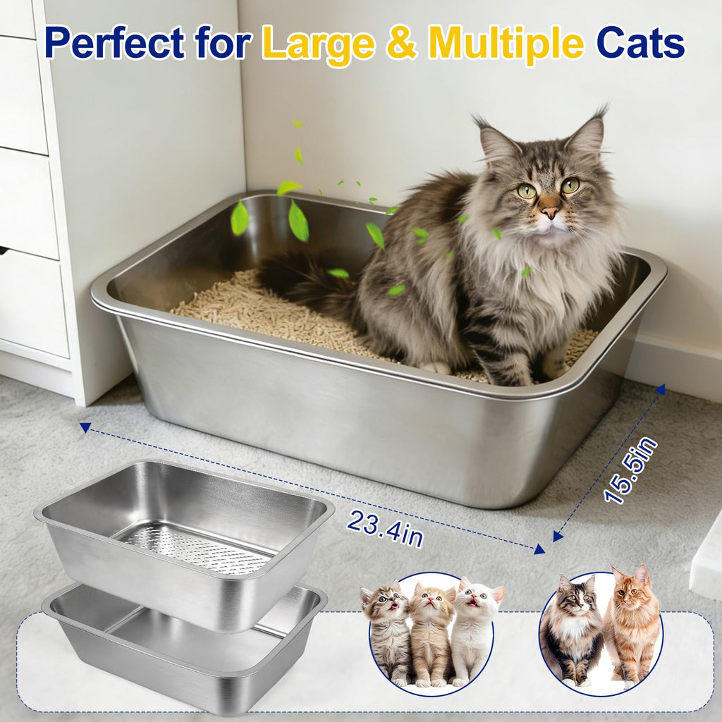 Stainless Steel Sifting Litter Box with Sifter I239