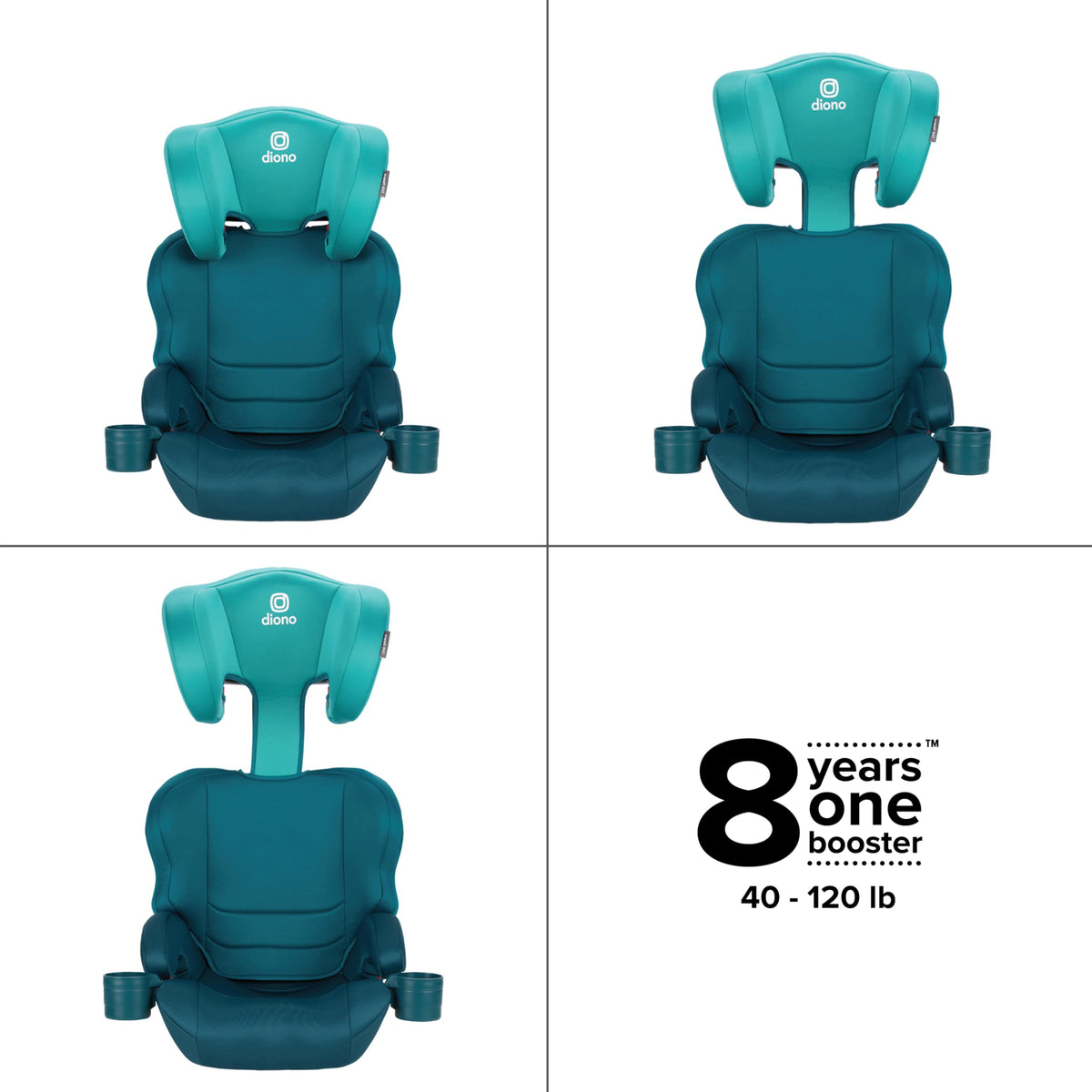 High Back Booster Car Seat with Rigid Latch, Blue D10395