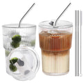 16 OZ Clear Plastic Iced Coffee Cups with Lids and Straws 2 Pcs M752948