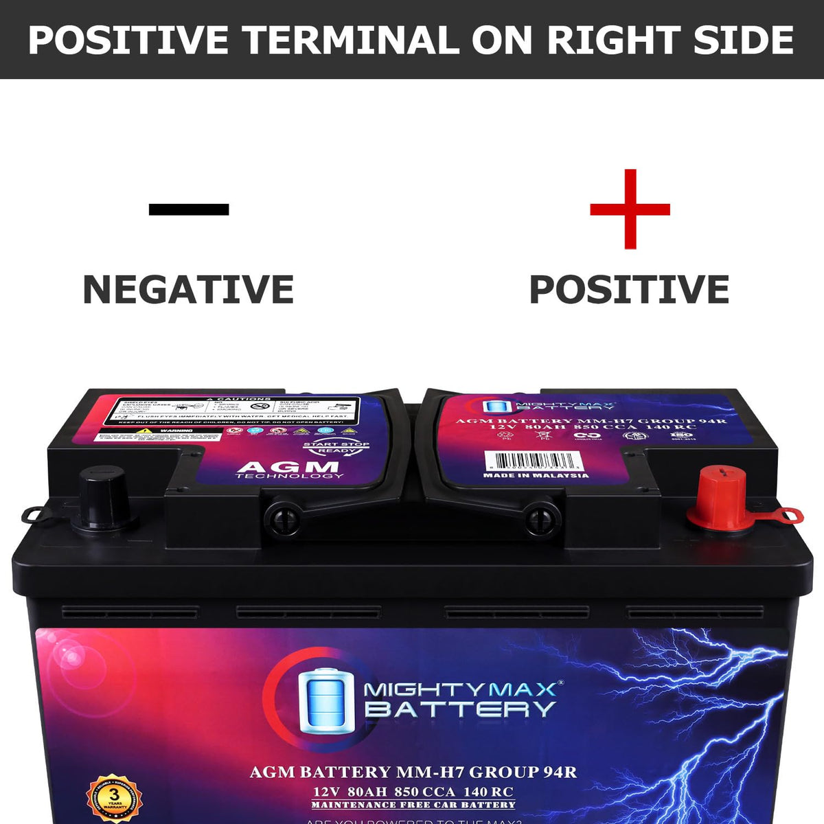 12V 80AH 850 CCA Replacement Battery U63969