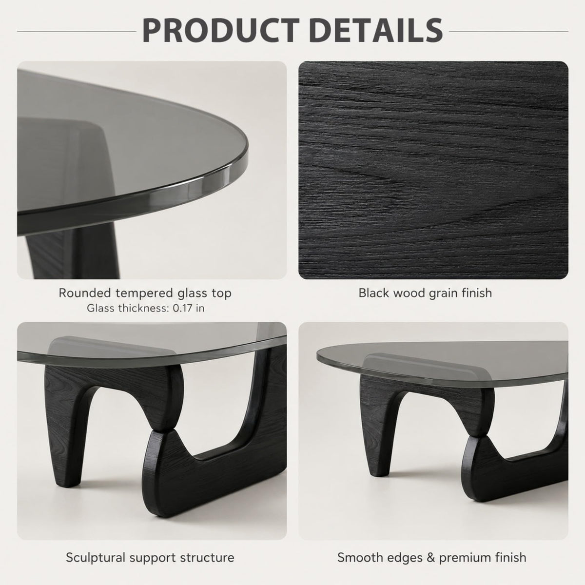 Glass Coffee Table with Wood Grain Base W418