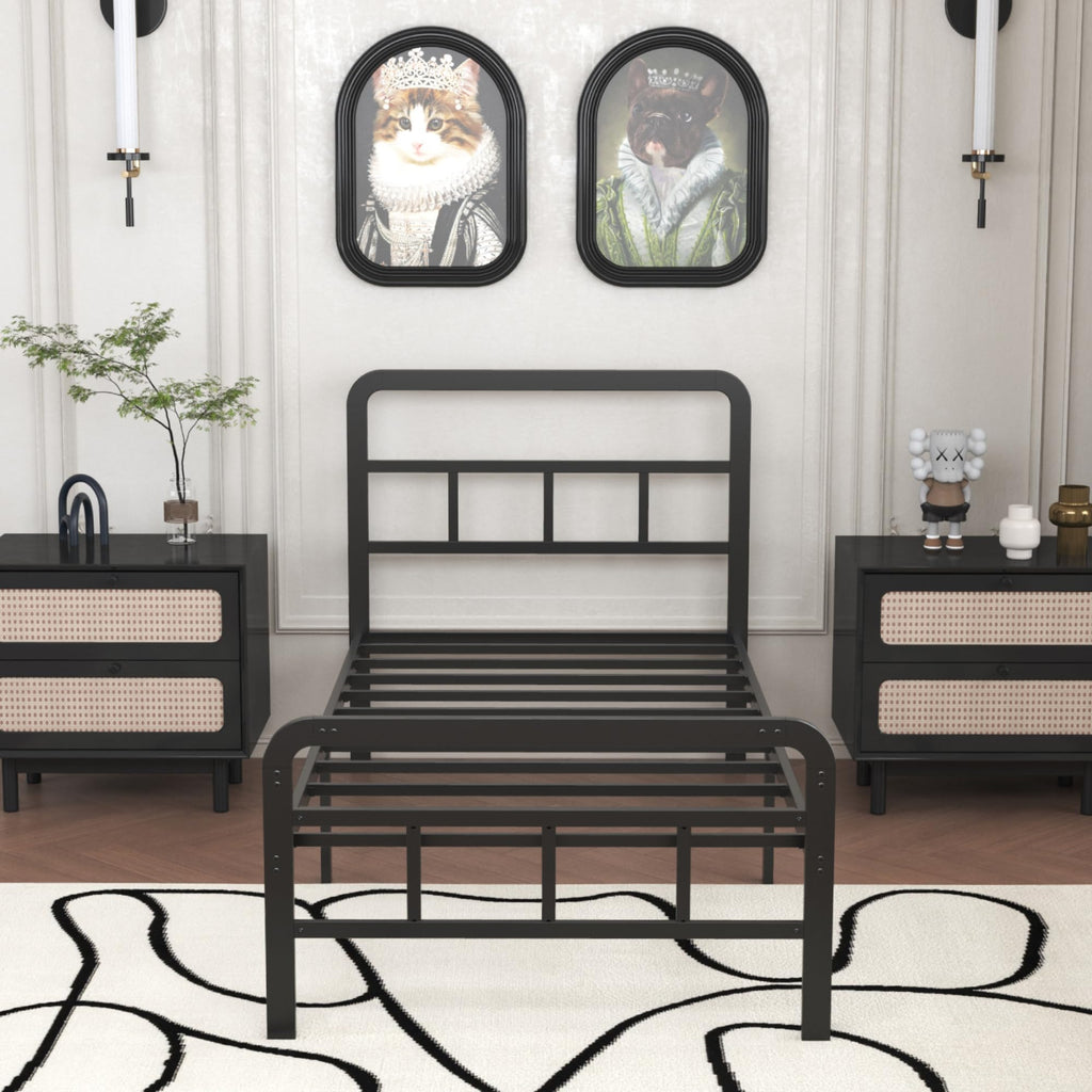 Twin Platform Bed Frame with Headboard and Footboard O660499