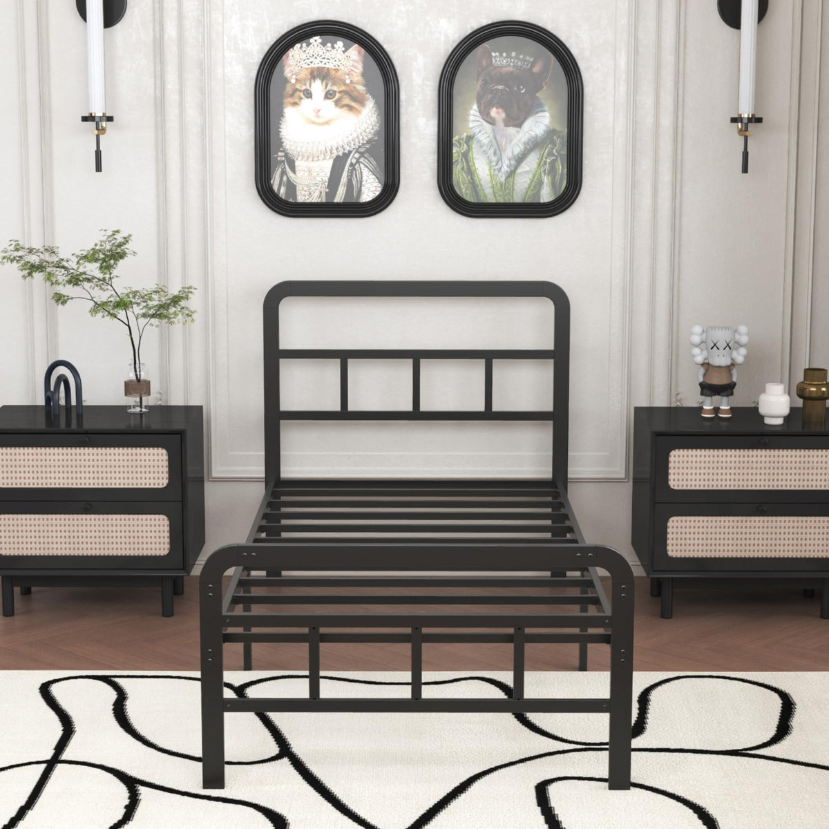 Twin Platform Bed Frame with Headboard and Footboard O660499