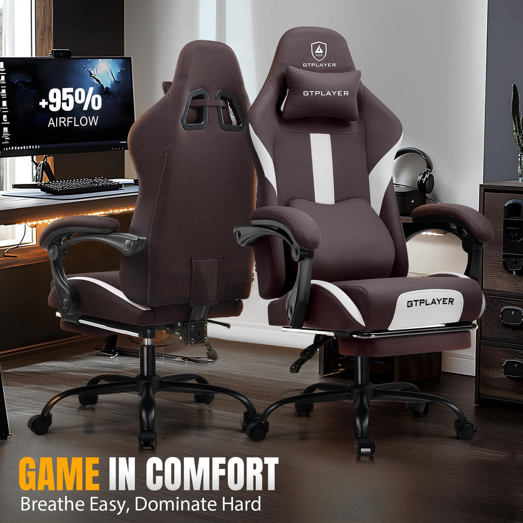 Brown Ergonomic Gaming Chair with Foot Rest C7942
