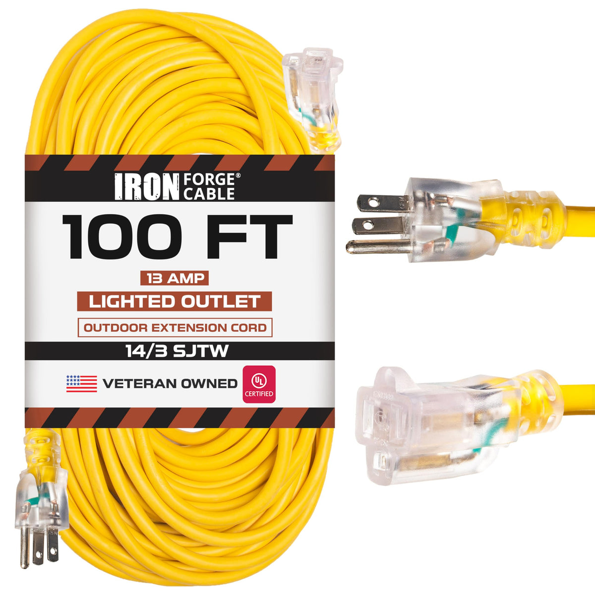 14 Gauge Heavy Duty Extension Cord, 100 Ft Yellow SJTW F7034