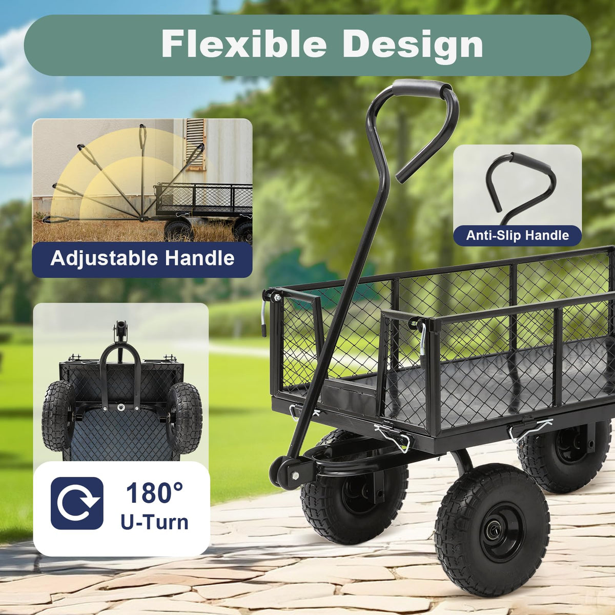 Steel Garden Cart 4 Cu Ft Utility Wagon B503