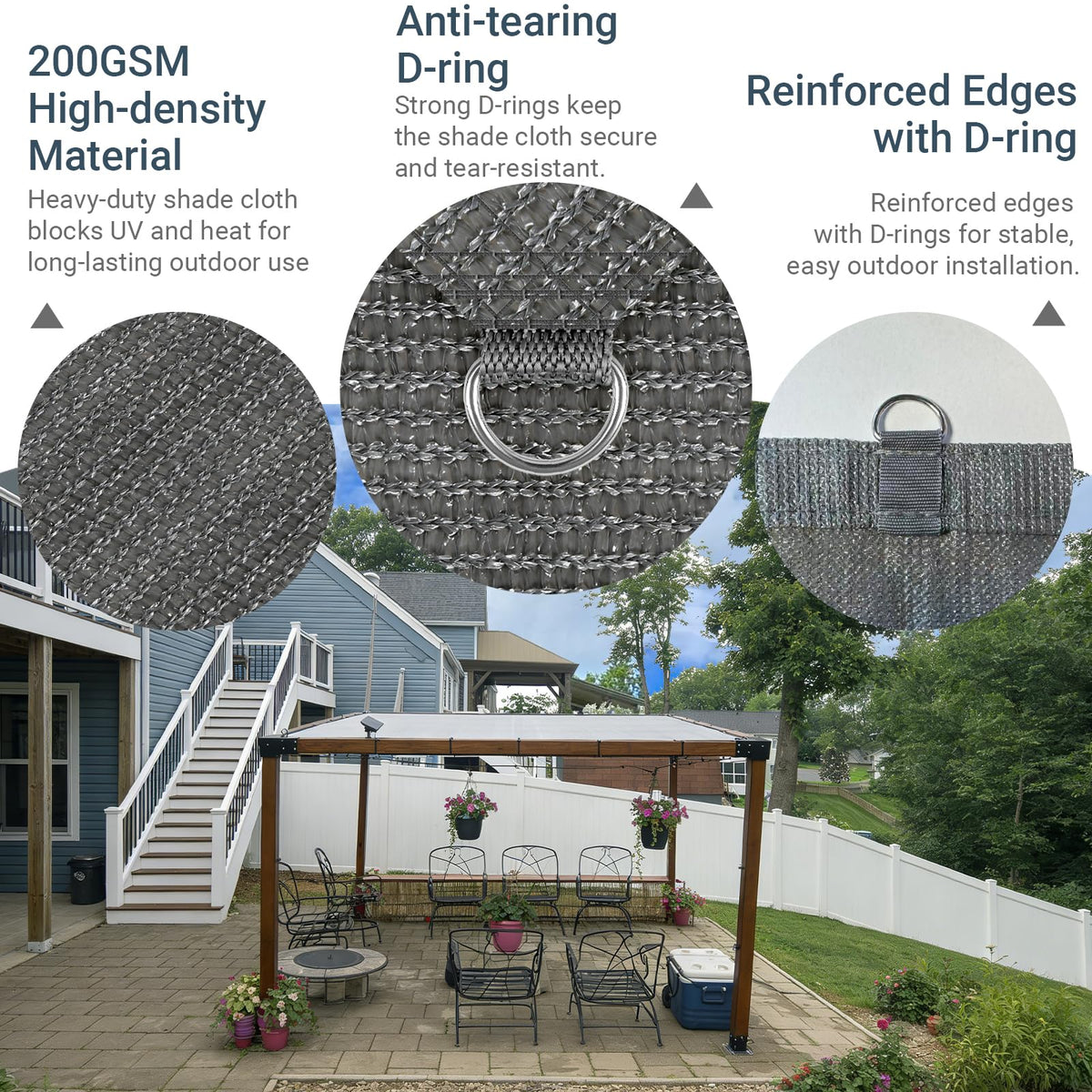 8x20 FT Sun Shade Cloth with D-Rings Q3774