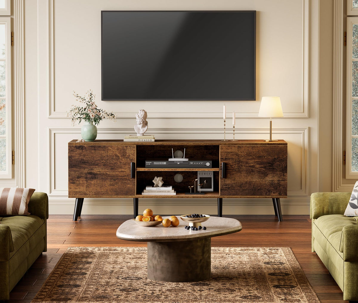 55 Inch TV Stand with Adjustable Shelf and 2 Cabinets L781