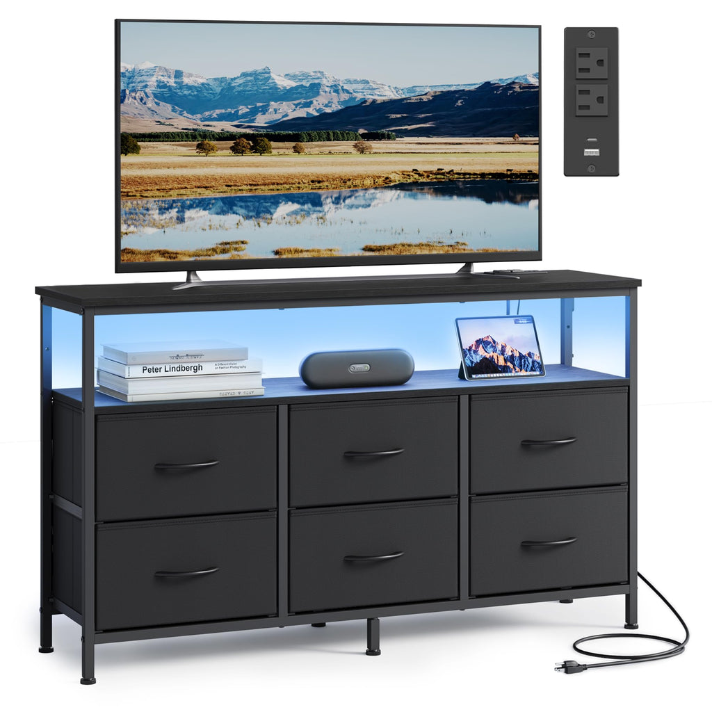 Wide Dresser with 6 Drawers & Open Shelf S793