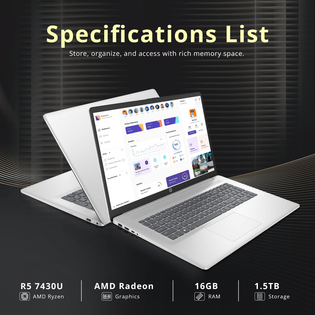 17.3" HD+ Touchscreen Laptop, AMD Ryzen 5, 16GB RAM, 1.5TB Storage, Silver G40391