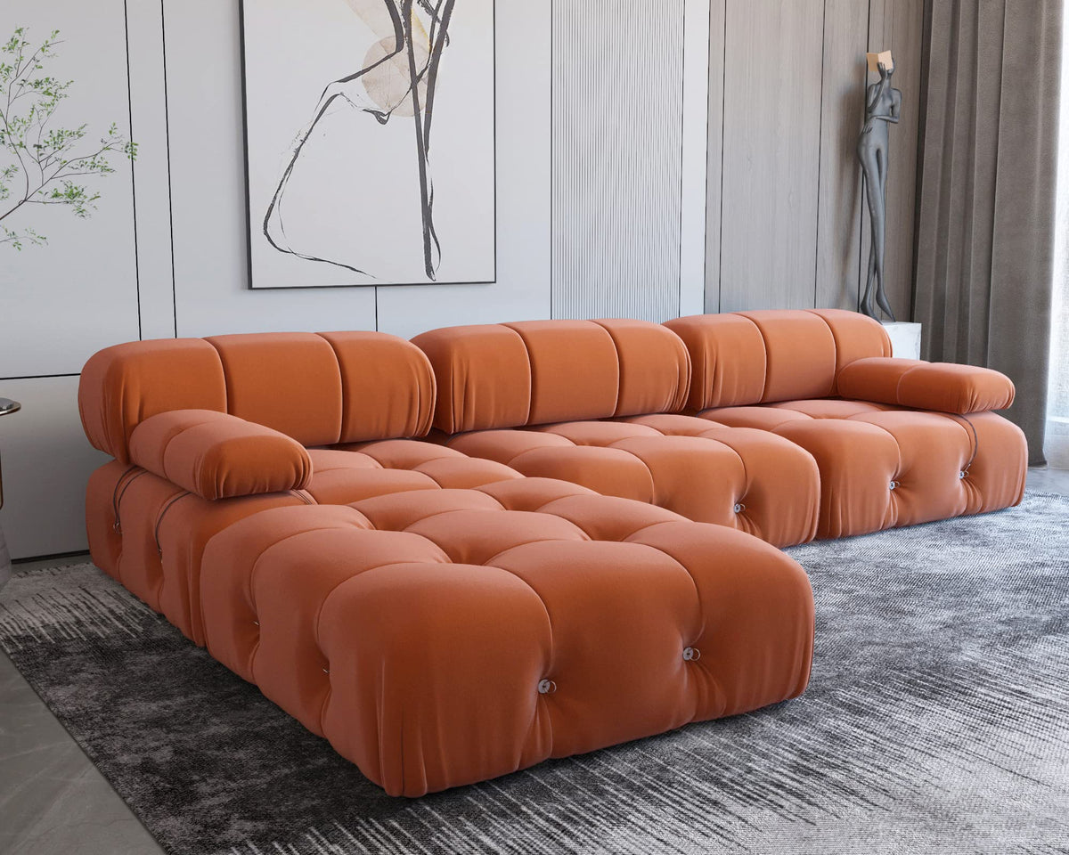 104" L-Shaped Velvet Sectional Sofa with Reversible Chaise Ottoman R59526