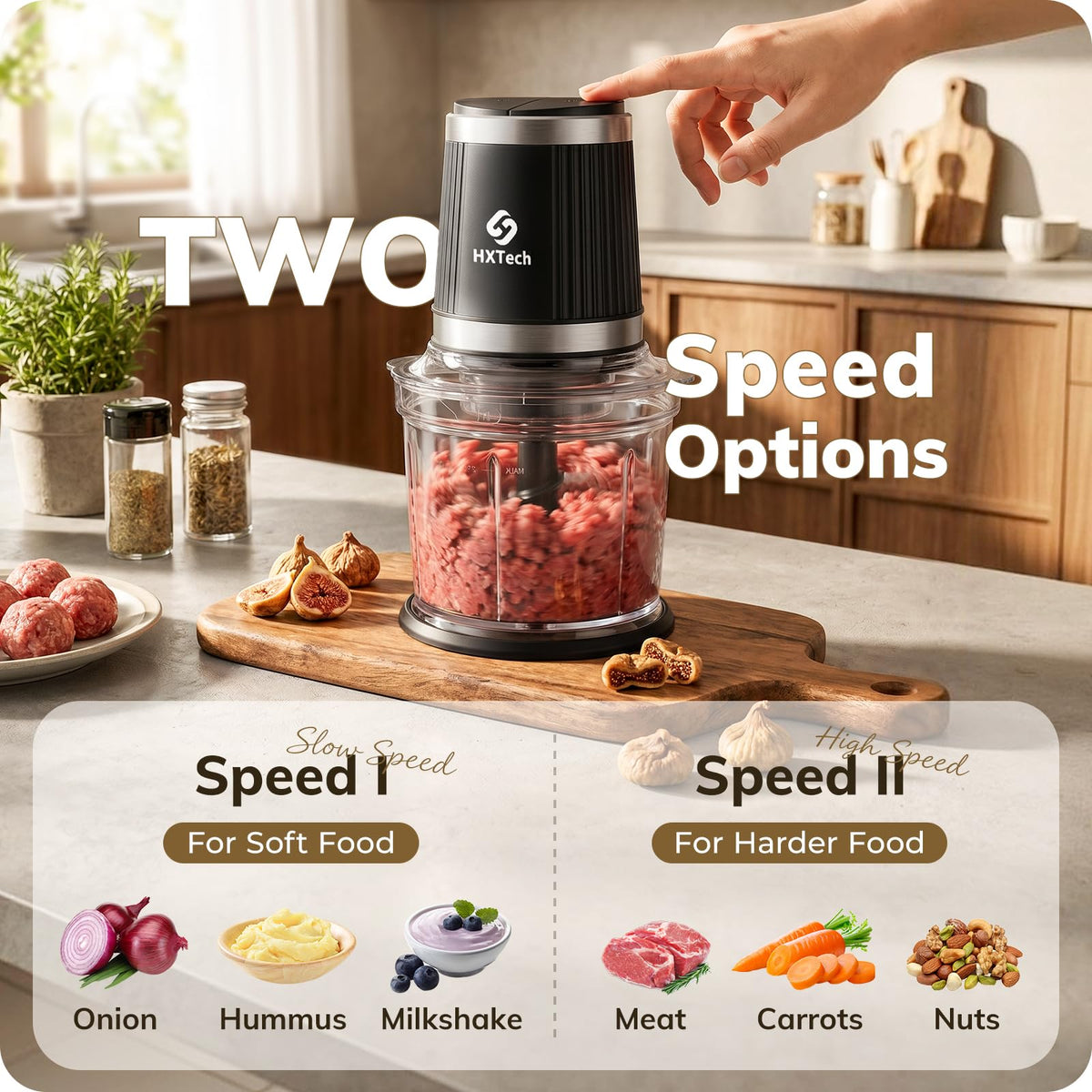 4 Cup 2-Speed Electric Food Processor Set with 2 Bowls I5177