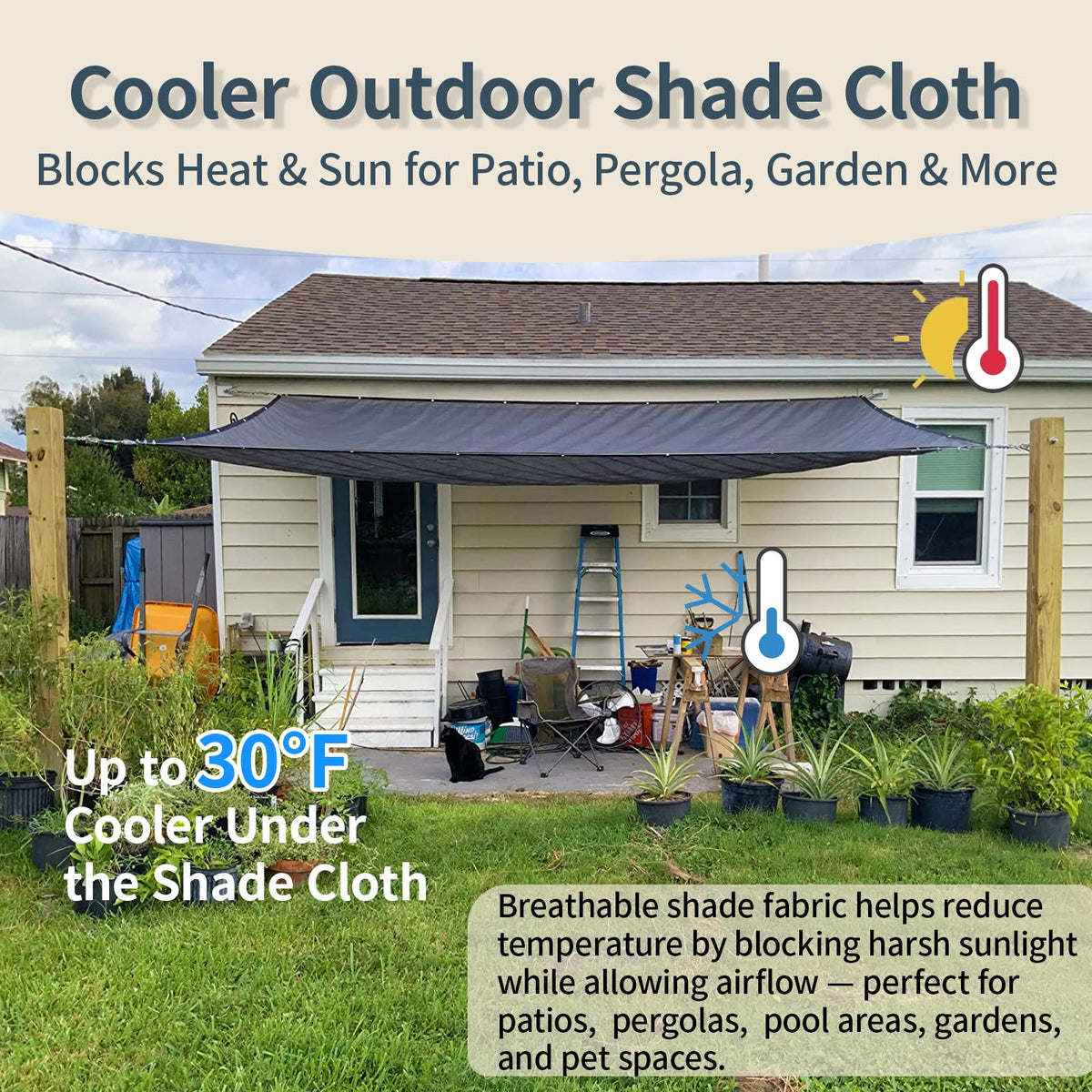 8x20 FT Sun Shade Cloth with D-Rings Q3774