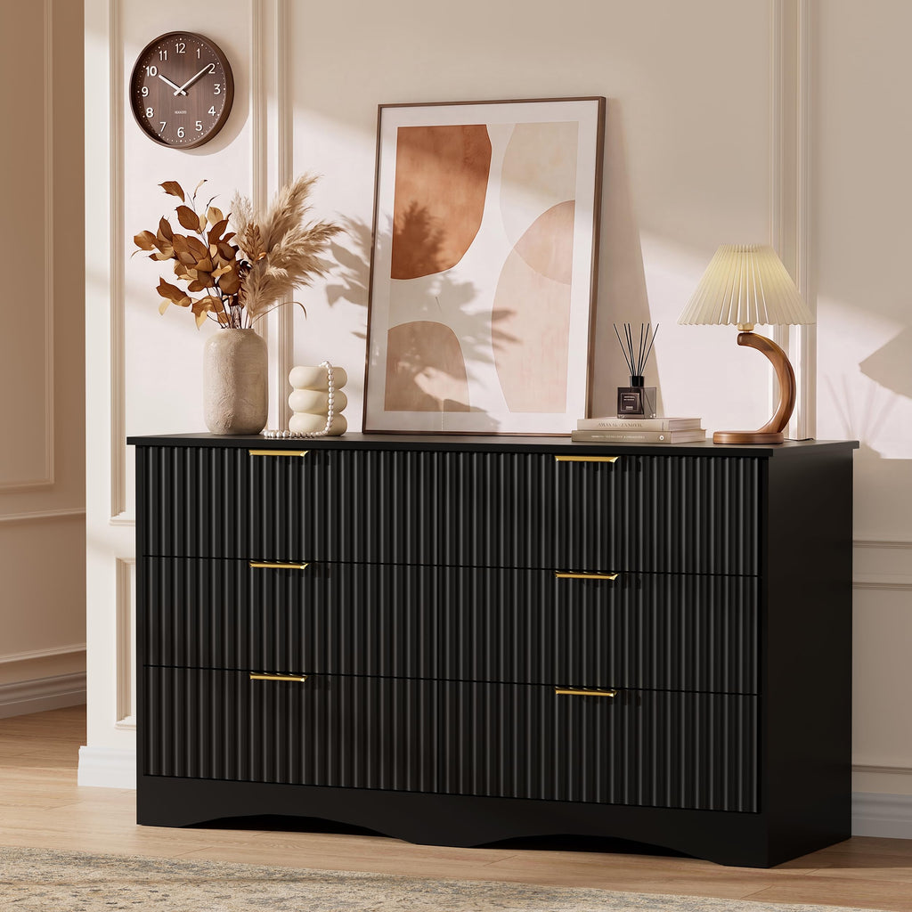 6 Drawer Fluted Wood Dresser R972