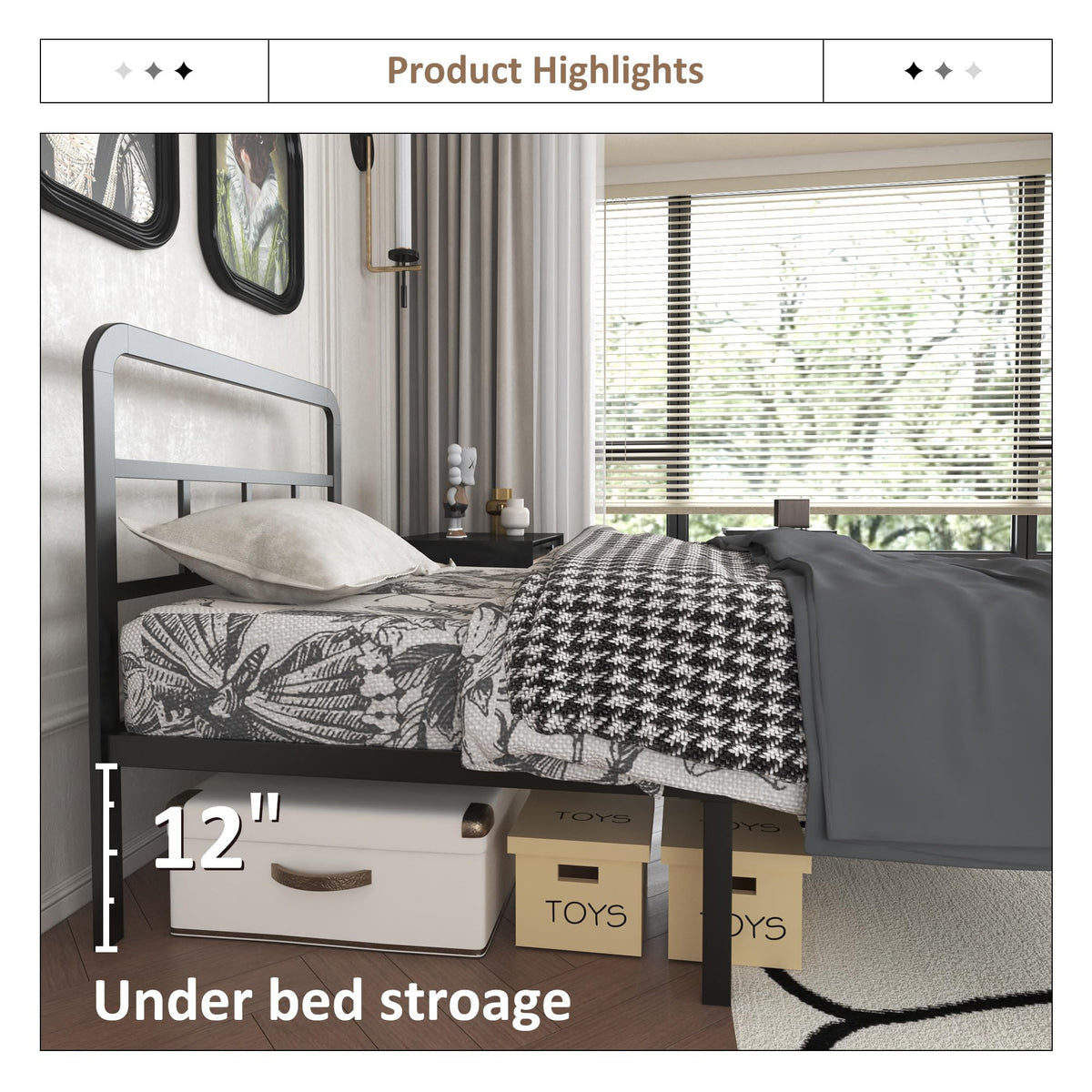 Twin Platform Bed Frame with Headboard and Footboard O660499