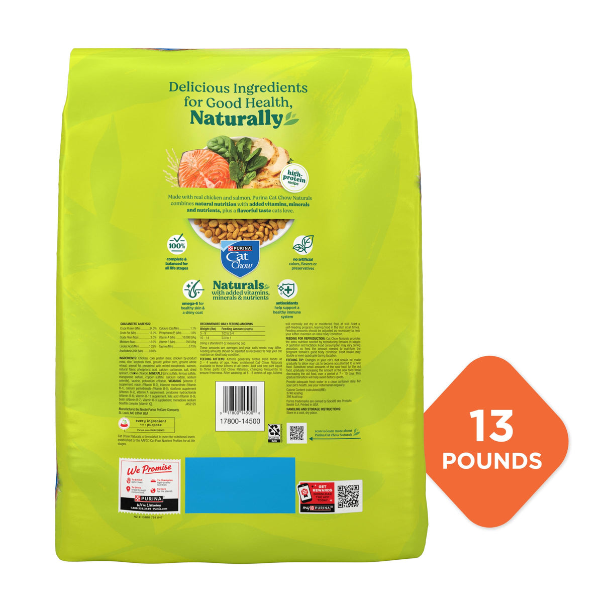 High Protein Dry Cat Food, 13 lb Bags E69948
