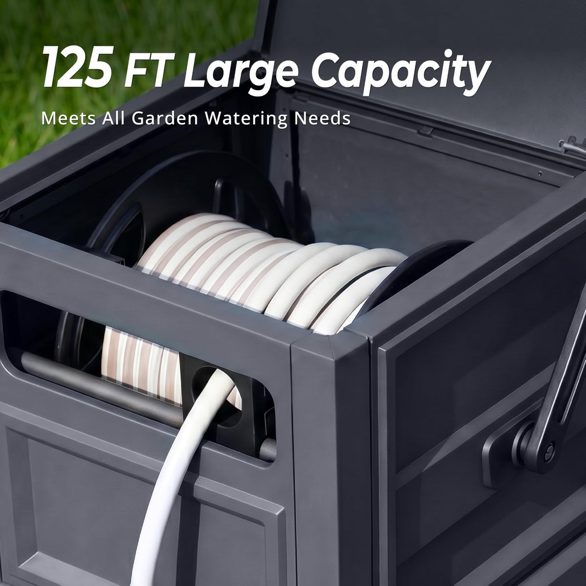 Heavy Duty Metal Hose Reel Box Holds 125FT x 5/8" Hose R6752