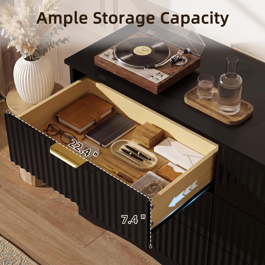 6 Drawer Fluted Wood Dresser R972