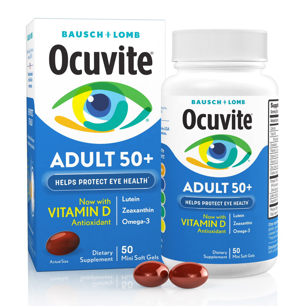 Eye Vitamin & Mineral Supplement with Omega-3, Zinc, Lutein & Zeaxanthin, 50 Softgels B33569