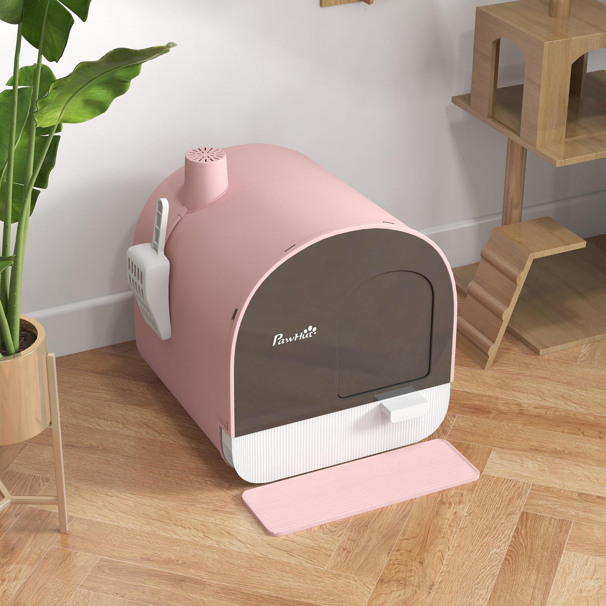 Pink Covered Cat Litter Box with Scoop N980679