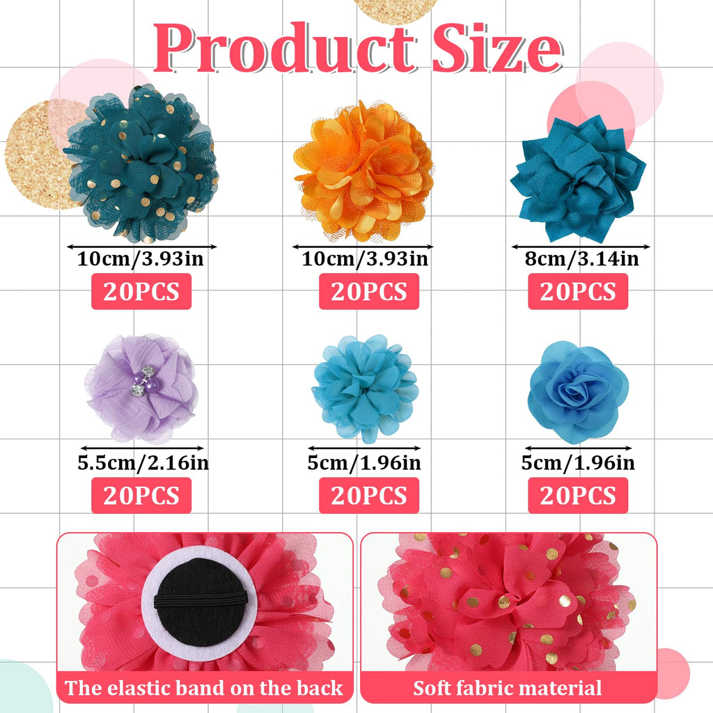 Multi Color Soft Chiffon Dog Collar Flower Bows N596401