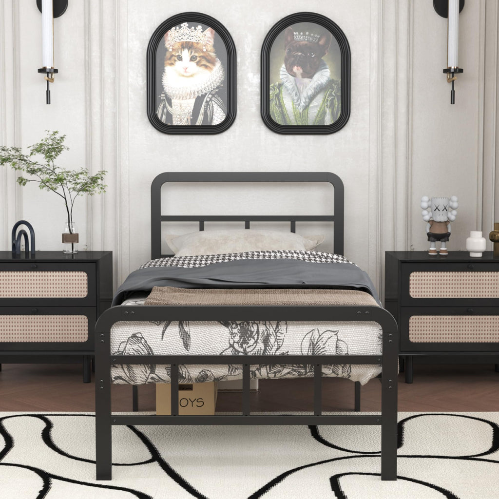 Twin Platform Bed Frame with Headboard and Footboard O660499